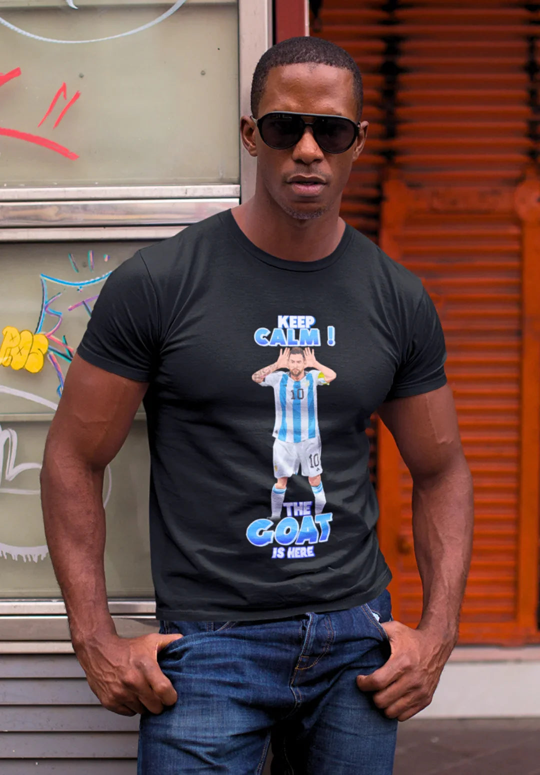 Keep Calm The Goat is Here Messi Attitude Celebration T-Shirt