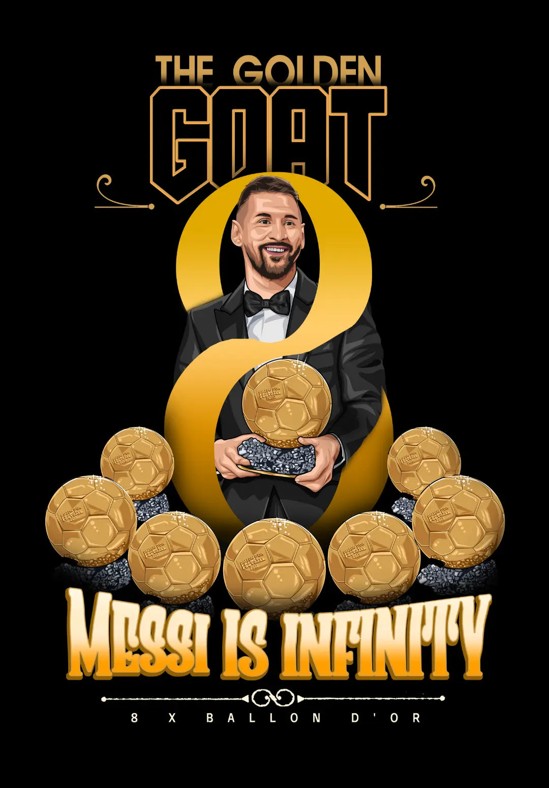 The Golden Goat - Messi 8th Ballon D'or Exclusive T-Shirt