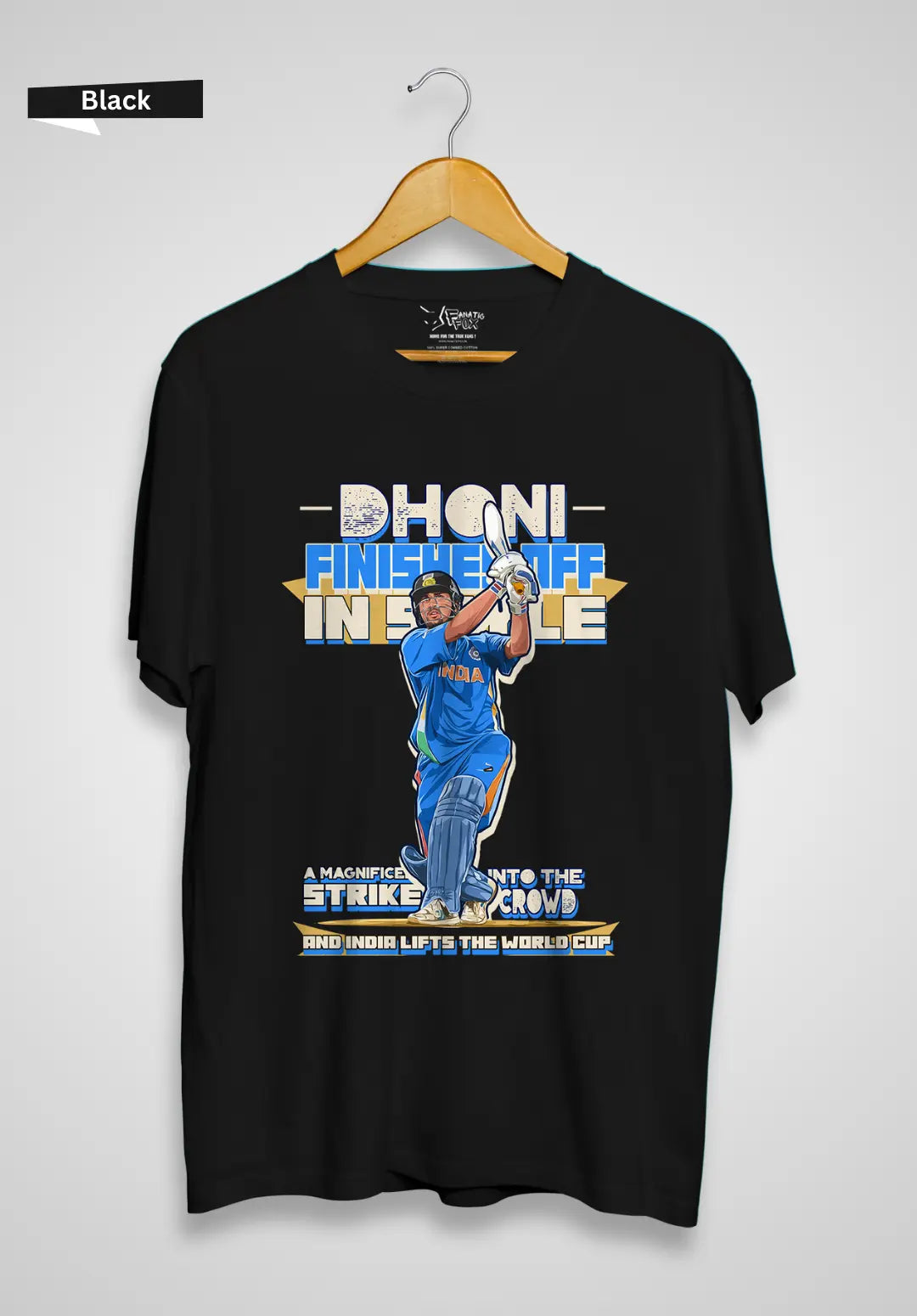 Dhoni Finishes Off in Style World Cup Winning Moment T-Shirt