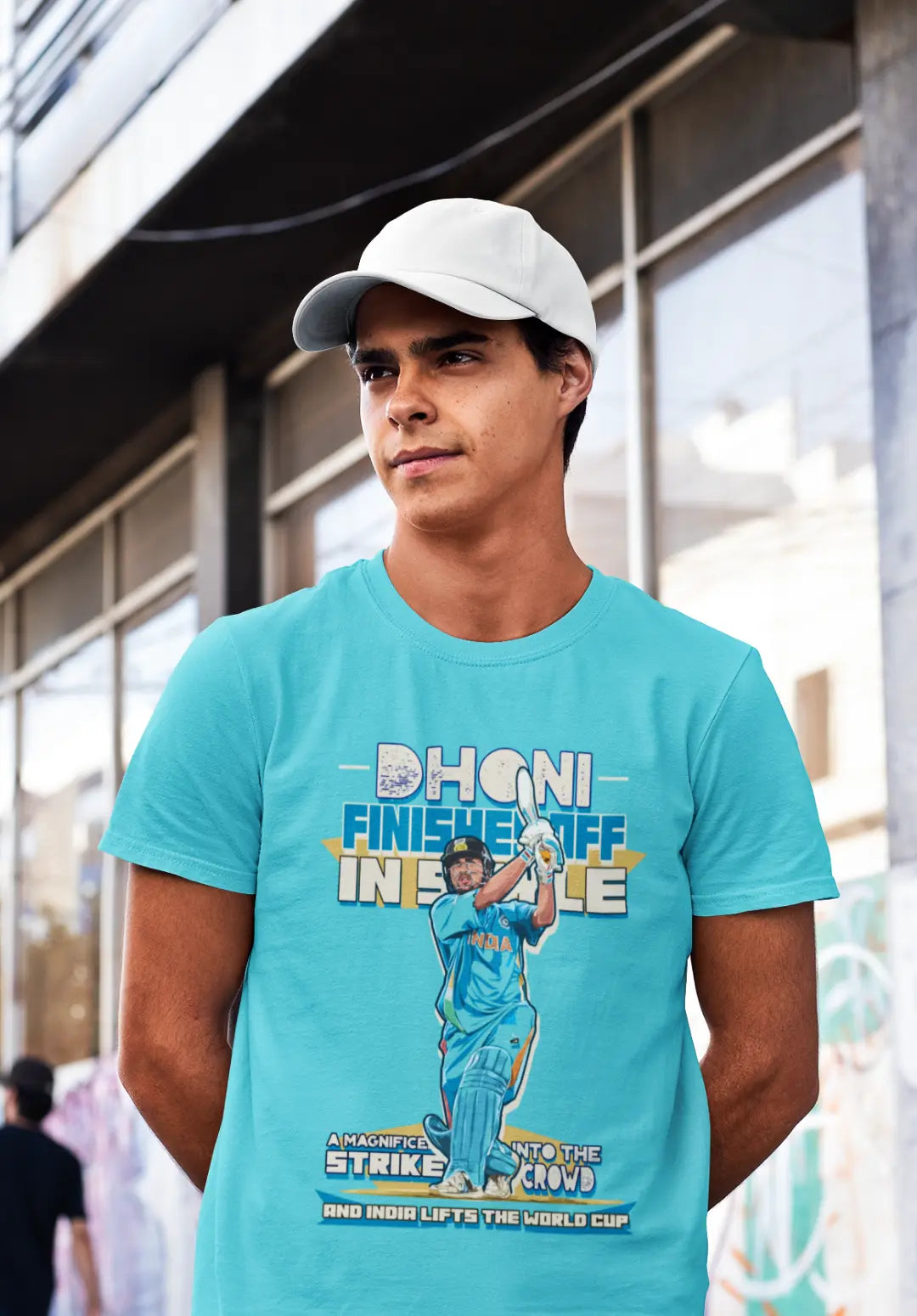 Dhoni Finishes Off in Style World Cup Winning Moment T-Shirt