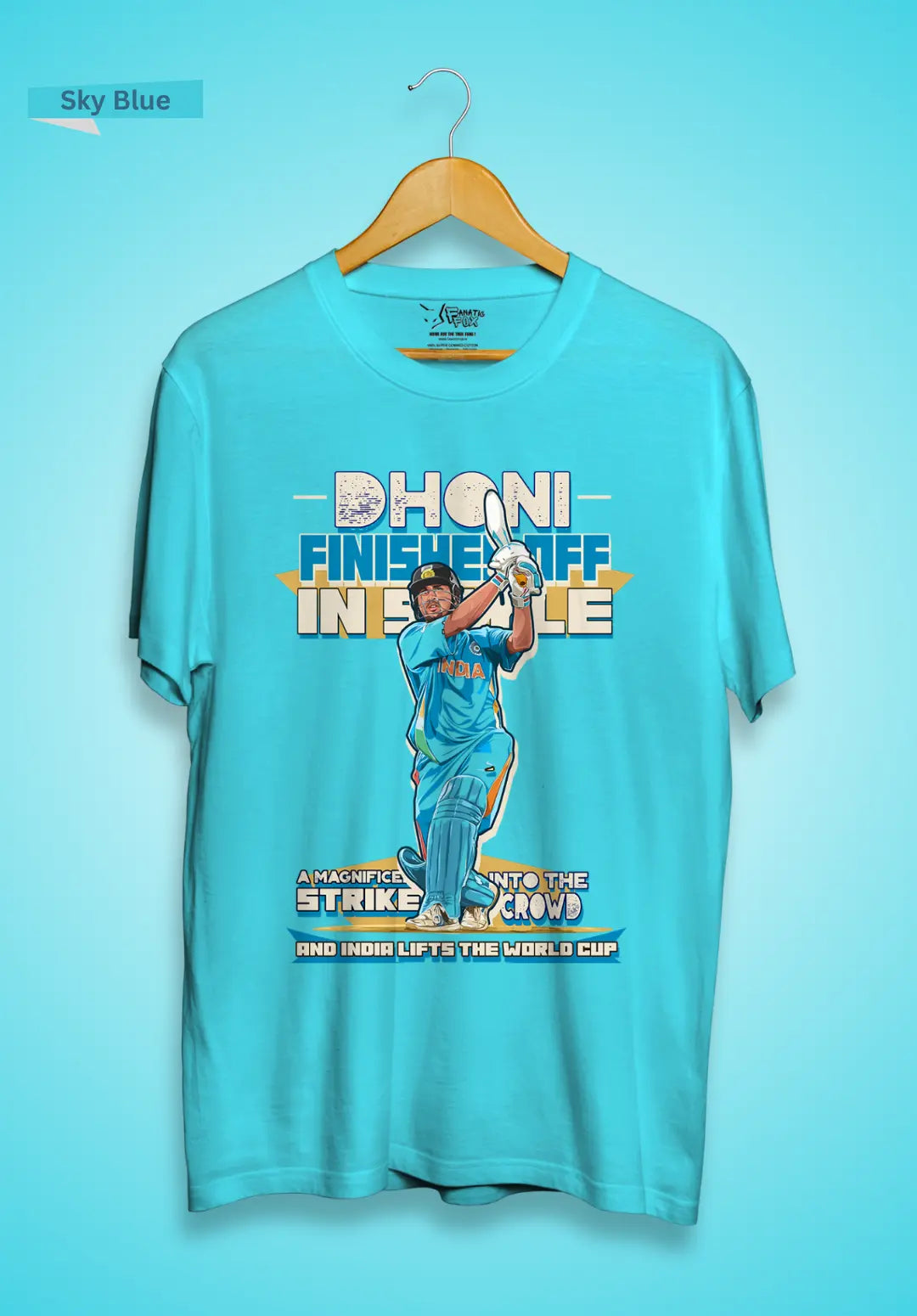 Dhoni Finishes Off in Style World Cup Winning Moment T-Shirt